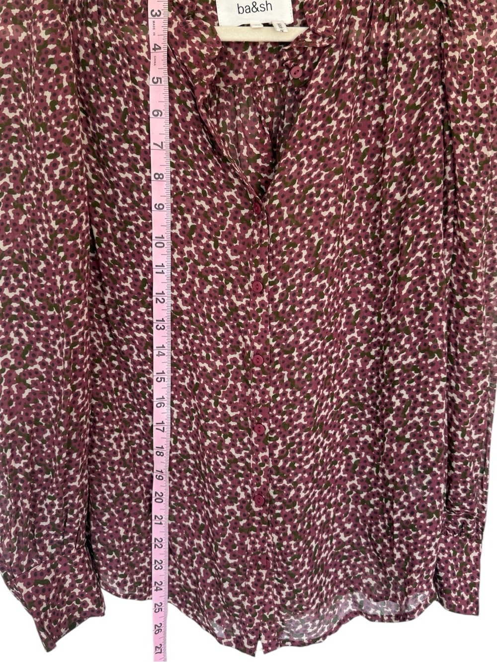 ba&sh Maroon Multi-Print Button-Down Blouse - Picture 2 of 8